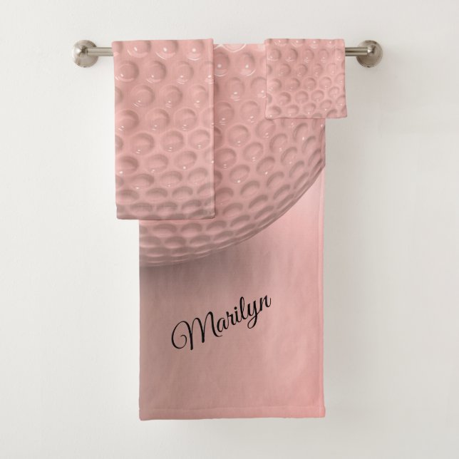 Personalisiert Pink Golf Ball Sport Badhandtuch Set (Insitu)