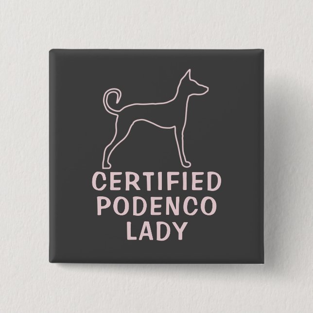 Personalisiert Pink Gray Podenco Dog Button (Vorderseite)