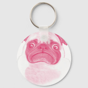 Personalisiert PINK Grumpy Puggy Schlüsselanhänger