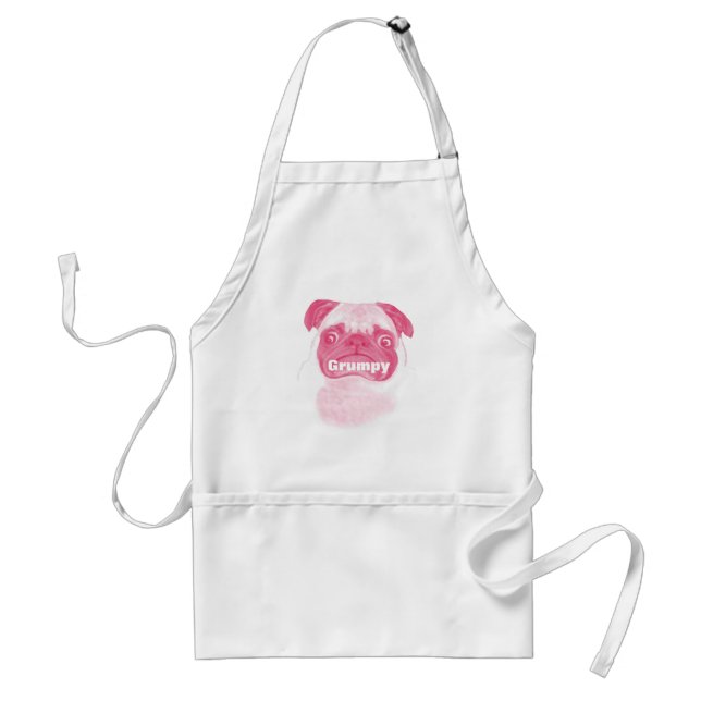 Personalisiert PINK Grumpy Puggy Schürze (Vorne)