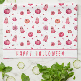 Personalisiert Pink Halloween Pumpkins Geschirrtuch