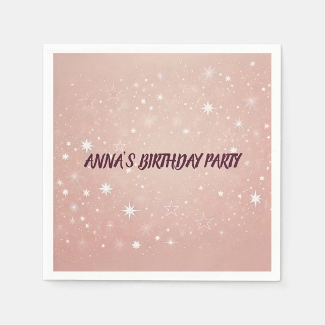 Personalisiert Pink Happy Birthday Napkins Serviette (Vorderseite)