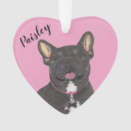 Personalisiert Pink Heart Black Tan Tricolo French Ornament