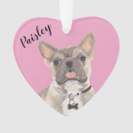 Personalisiert Pink Heart Blue Fawn Tricole French Ornament
