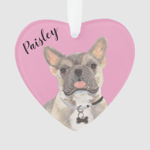 Personalisiert Pink Heart Blue Fawn Tricole French Ornament
