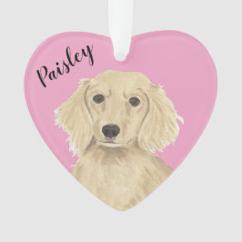 Personalisiert Pink Heart English Cream Dackel Ornament