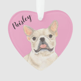 Personalisiert Pink Heart Fawn Tan Cream Frenchie Ornament