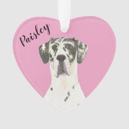 Personalisiert Pink Heart Harlequin Great Dane Ornament