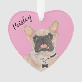 Personalisiert Pink Heart Masked Frenchie Ornament