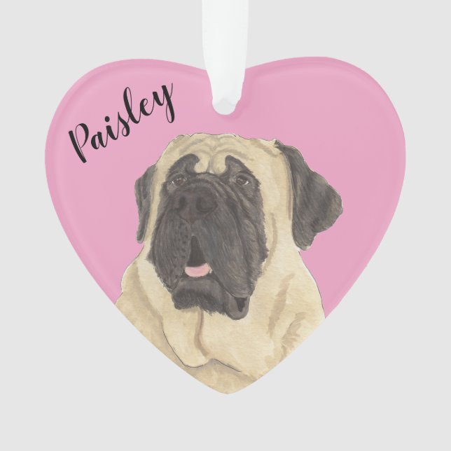 Personalisiert Pink Heart Mastiff Ornament (Vorderseite)