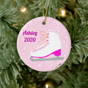 Personalisiert Pink Ice Skate Niedliche Zuhause Or Keramik Ornament