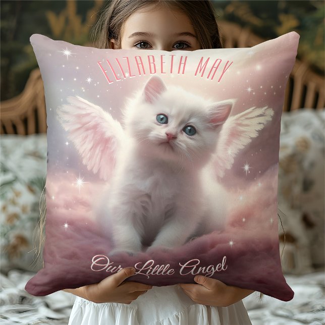 Personalisiert Pink Kitten mit Angel Wings Kissen (Von Creator hochgeladen)
