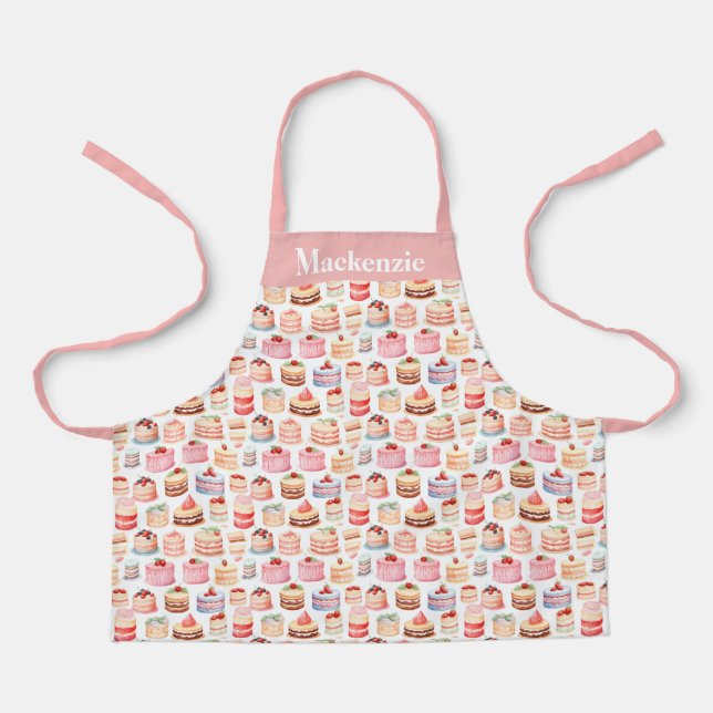 Personalisiert Pink lackierte Kuchen Süßigkeiten K Schürze (Vorderseite)
