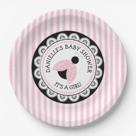 Personalisiert Pink Ladybug Baby Duschpapier Telle Pappteller
