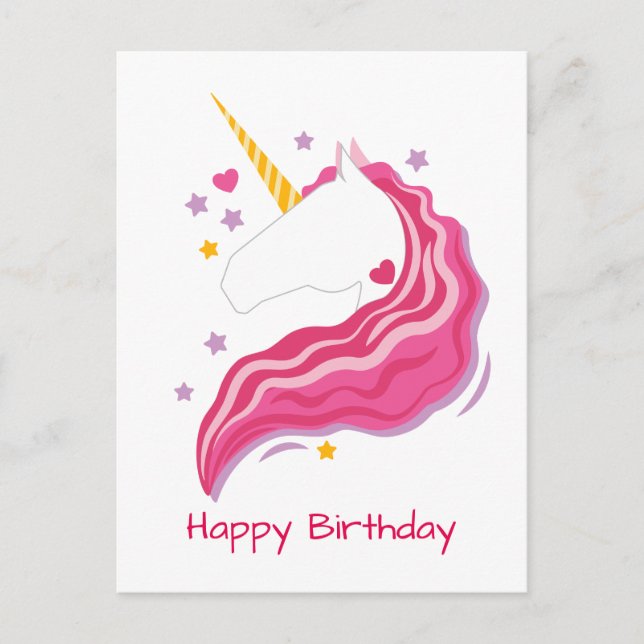 Personalisiert Pink Magical Unicorn Postkarte (Vorderseite)
