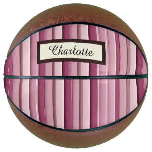 Personalisiert Pink Mauve Stripes Basketball