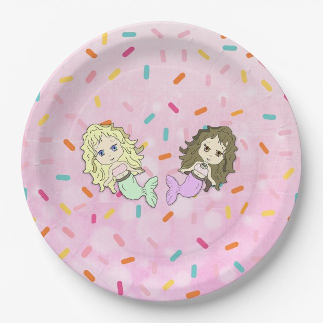 Personalisiert Pink Mermaid Birthday Teller (Vorderseite)