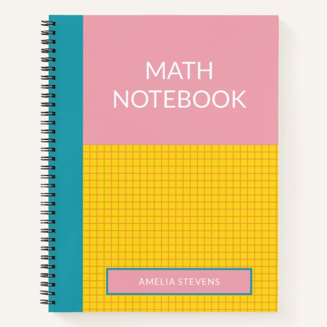 Personalisiert Pink Modern School Math Graph Paper Notizbuch (Vorderseite)