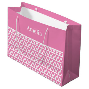 Personalisiert Pink Muster Weihnachten Große Geschenktüte