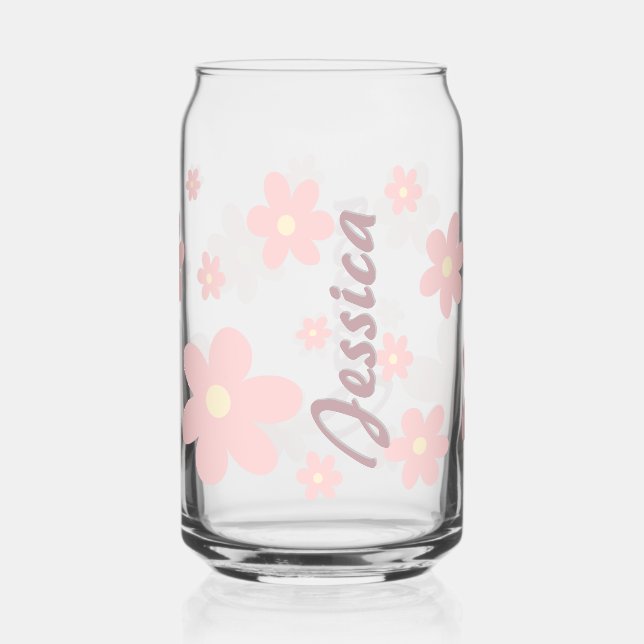 Personalisiert Pink Niedlich Daisy Trinkbehälter S Dosenglas (Vorderseite)