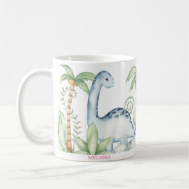 Personalisiert Pink Niedlich Triceratops Dinosauri Kaffeetasse