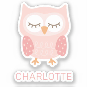 Personalisiert Pink Owl niedliche Mädchen Aufkleber