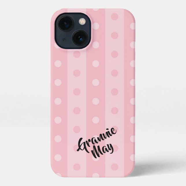 Personalisiert-Pink-Polka-Dot iPhone Case iPhone Hülle (Rückseite)