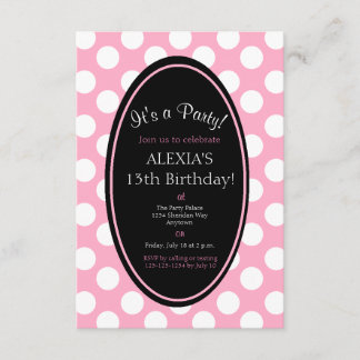 Personalisiert Pink Polka Dot Party Einladung
