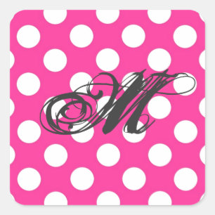 Personalisiert Pink Polka Dot Quadratischer Aufkleber