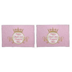 Personalisiert Pink Princess Pillow Case Set oder Kissenbezug