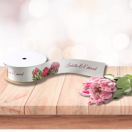 Personalisiert Pink Protea Floral Gastgeschenk Hoc Satinband