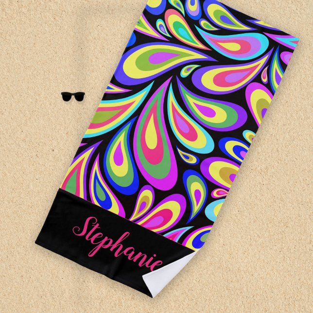 Personalisiert Pink Psychedelic Swirt Beach Handtu Strandtuch (Von Creator hochgeladen)