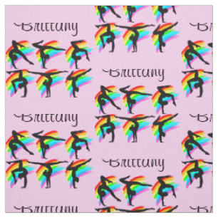PERSONALISIERT PINK RAINBOW GYMNASTICS FABRIK STOFF