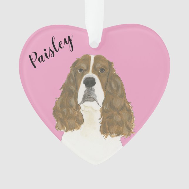 Personalisiert Pink Red White English Springer Ornament (Vorderseite)