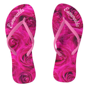 PERSONALISIERT PINK ROSES PATTERN JANDALS FLIP FLOPS