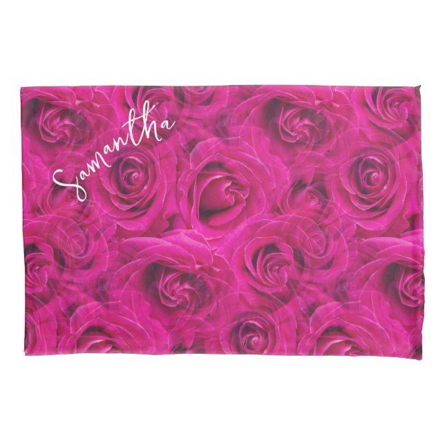 PERSONALISIERT PINK ROSES PATTERN KISSENBEZUG (Vorderseite)