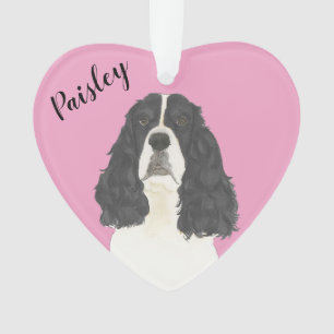 Personalisiert Pink Schwarz-weiß English Springer Ornament