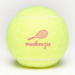Personalisiert Pink Script Name Tennis Balls Tennisbälle<br><div class="desc">Personalisierte Tennisbälle mit rosa individuelle Name oder Text in modernem handgeschriebenem Schriftart und einfachem Tennisschläger-Monogramm-Design. Jeder weibliche Tennisspieler würde das elegante Aussehen dieser modernen mit Monogramm Übungsbälle als Geschenk schätzen.</div>