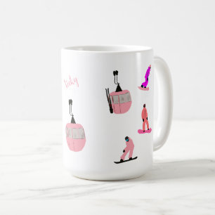 Personalisiert Pink Snowboard Snowboard Kaffeetasse