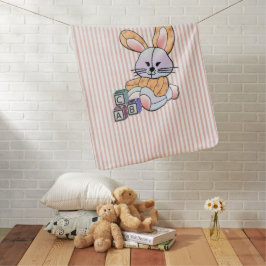 Personalisiert Pink Strip Kinderzimmer Kunst - Hüb Babydecke
