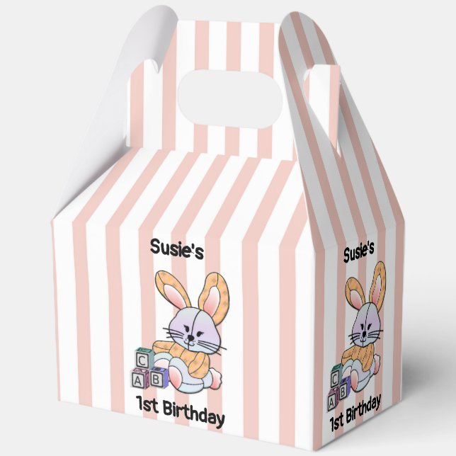 Personalisiert Pink Strip Kinderzimmer Kunst - Hüb Geschenkschachtel (Vorderseite)