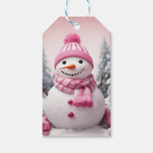 Personalisiert Pink Theme Weihnachtsschneemann Geschenkanhänger
