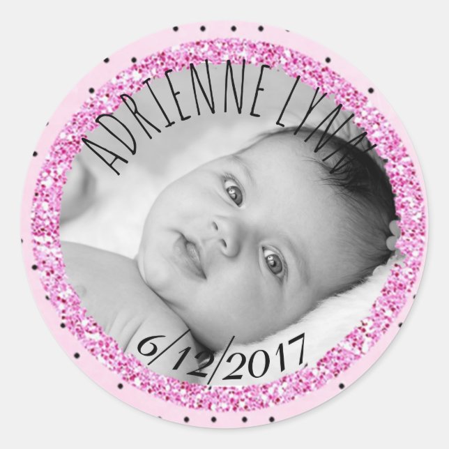 Personalisiert Pink und B|lack Aufkleber für Foto (Vorderseite)