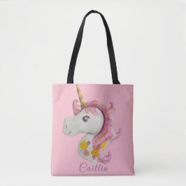 Personalisiert Pink Unicoron Ballon Tote Tasche