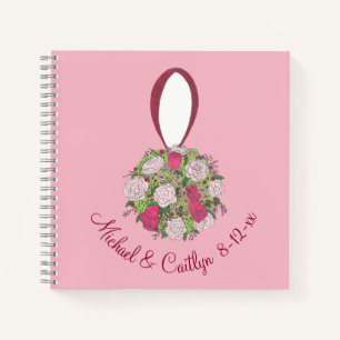 Personalisiert Pink Wedding Bouquet Blume Rose Notizbuch