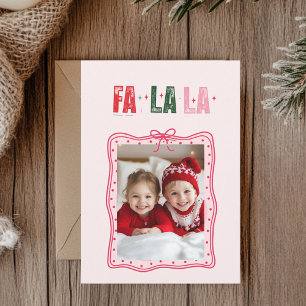Personalisiert Pink Weihnachts-Fotokarte   Fa La L Feiertagskarte