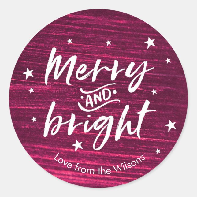 Personalisiert Pink Weihnachts-Handaufkleber Runder Aufkleber (Vorderseite)