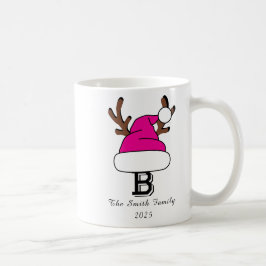 Personalisiert Pink Weihnachtsmannmütze Monogram W Kaffeetasse