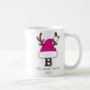 Personalisiert Pink Weihnachtsmannmütze Monogram W Kaffeetasse