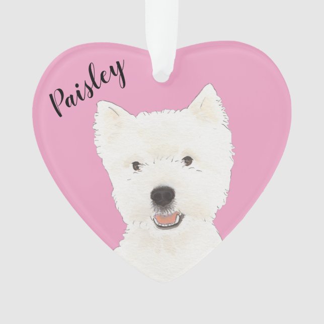 Personalisiert Pink Westie West Highland Terrier Ornament (Vorderseite)